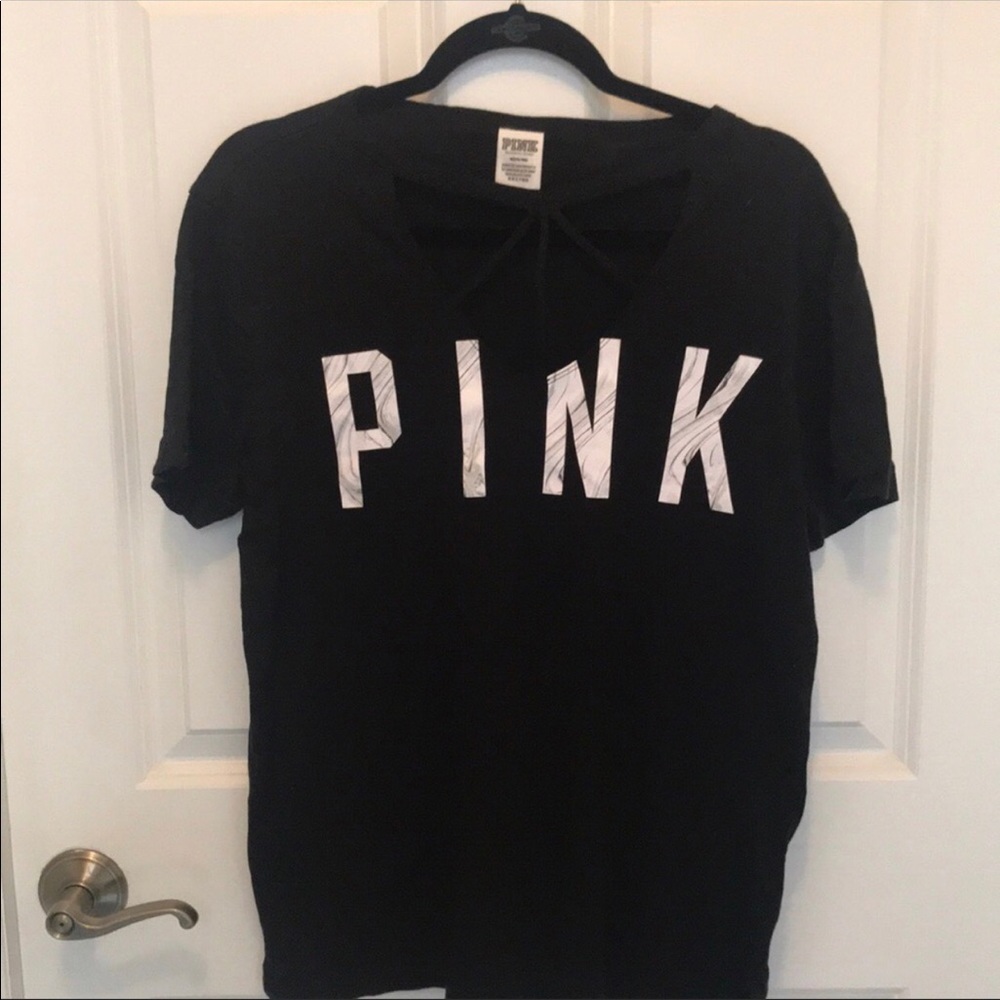 Pink t shirt with cut out neckline